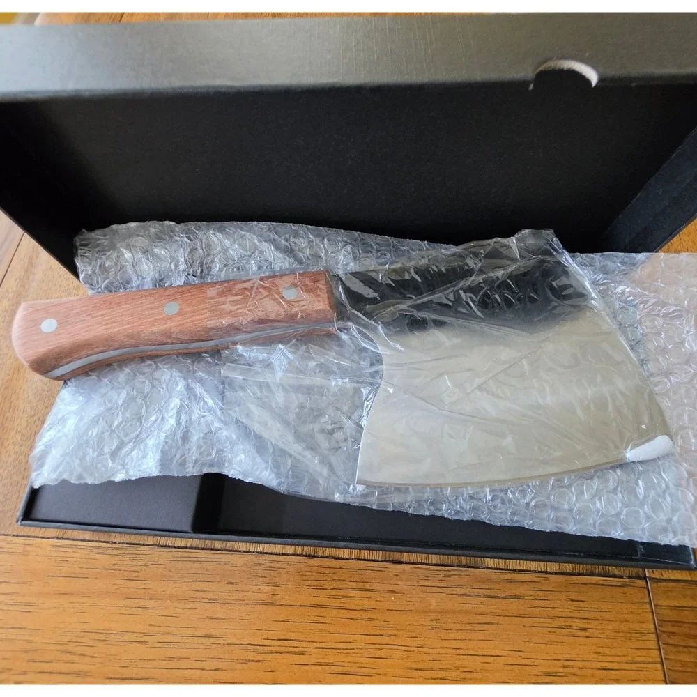 Rococo Stainless Steel Bone Cleaver Heavy Duty Meat‎ Chopper Wood Handle Knife